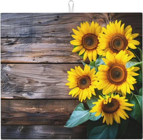 Miniatura 36 de Tapete de secado de platos de hojas de otoño para encimeras de 18 x 16 pulgadas, almohadilla protectora para escurridor de platos con lazo