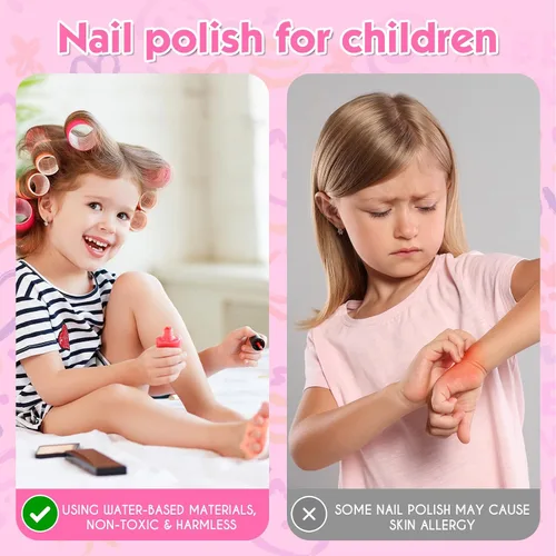 Miniatura 5 de Juego de esmaltes de uñas para niñas, kit de arte de uñas para niños de 7 a 12 años, salón de uñas todo en uno con secador de uñas y uñas postizas a