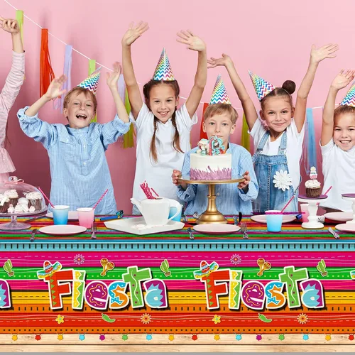 Miniatura 8 de Mantel de 3 piezas de decoración de fiesta mexicana, mantel de plástico impreso con Cinco de Mayo para fiesta, taco, noche, cumpleaños y suministros