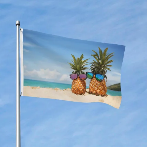 Miniatura 5 de Bandera de playa de verano con piñas divertidas de 3 x 5 pies, bandera decorativa de poliéster duradero para el hogar, al aire libre