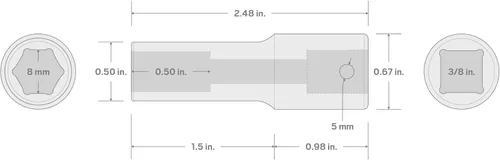 Miniatura 4 de TEKTON Dado de impacto de 6 puntos de 3/8 pulgadas x 8 mm de profundidad SID13108