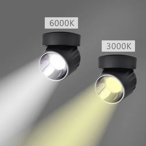 Miniatura 7 de Foco de techo LED de 12 W, luz direccional de rotación de 360°, 3000 K, blanco cálido, lámpara de pared para pasillo, galería, sala de estar/negro