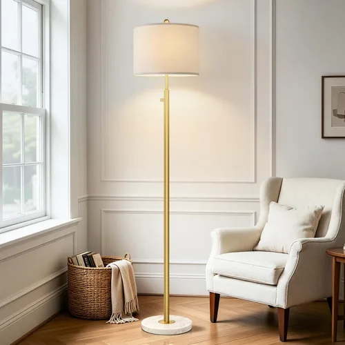 Miniatura 6 de 【Actualizado】Lámparas de pie doradas regulables para sala de estar, bombilla LED de 11 W incluida, lámpara de pie moderna con base de mármol, luz