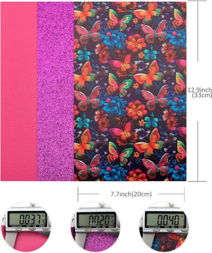 Miniatura 5 de David accessories 6 hojas de tela de piel sintética con estampado de flores, de 7.7 x 12.9 pulgadas, incluye 2 tipos de tela de cuero para hacer
