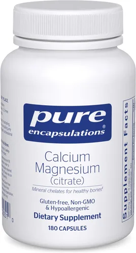 Pure Encapsulations Calcio Magnesio (Citrato) - 240 g de calcio y 240 g de magnesio - Apoyo para la salud ósea - Sin OMG y vegano - 180 cápsulas