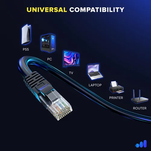 Miniatura 6 de Maximm Cable Ethernet Cat 6, cable de red y conexión de alta velocidad de 100 pies, UTP, 10 Gbps, cable Ethernet de 550 MHz, color negro