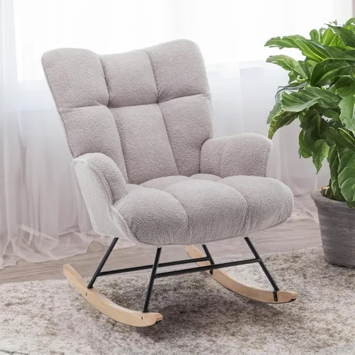 Miniatura 10 de Mecedora de peluche para bebé, tapizado para bebé, para adultos, para interiores, cómodas sillas de lactancia compactas de sherpa para espacios