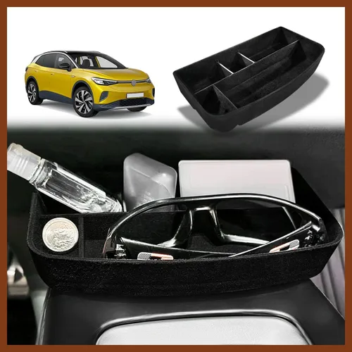 Muslogy para VW ID.4 Bandeja para gafas de sol con ranura para tarjetas, organizador de almacenamiento, accesorios interiores aterciopelados