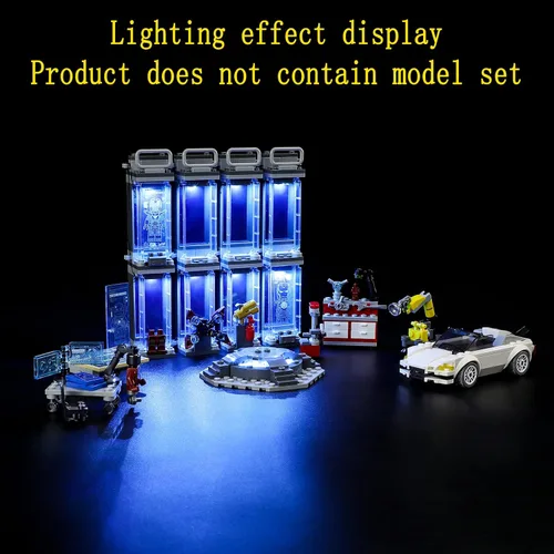 Miniatura 8 de GEAMENT Kit de luces LED compatible con Lego Iron Man Armory - Juego de iluminación para modelo de construcción 76216 (juego de modelos no incluidos)