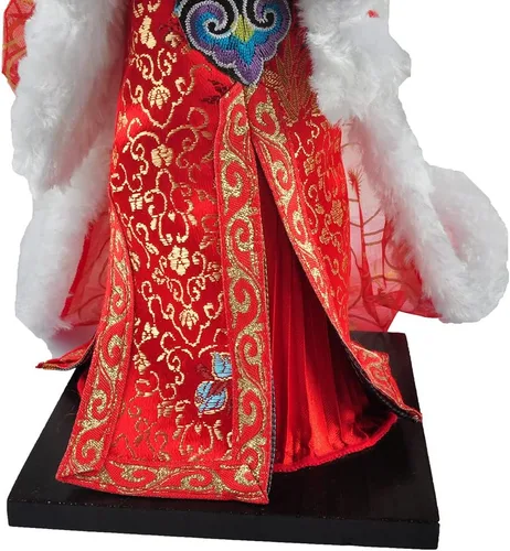 Miniatura 5 de Figura de seda de artesanía tradicional china de 12 pulgadas, adornos coleccionables de personajes antiguos chinos para decoración del hogar (rojo)