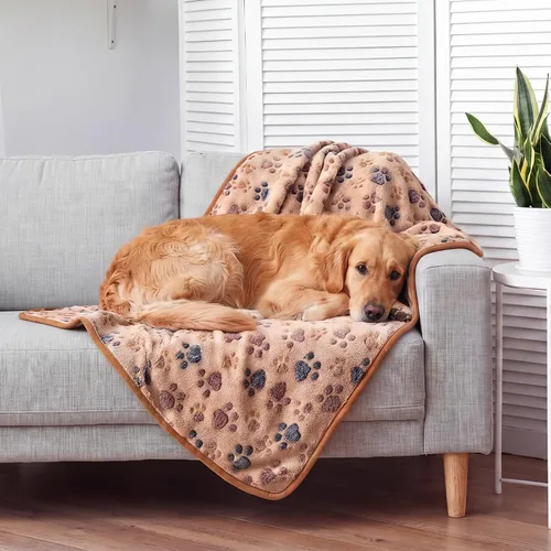 Miniatura 6 de Tegeme 12 mantas para mascotas, suaves y esponjosas, de vellón, para perros y gatos, cálidas, con estampado de patas, mantas de franela