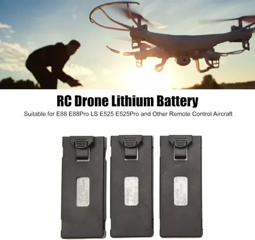 Miniatura 5 de RiToEasysports Kit de batería de litio para aviones RC de 3 piezas, batería de litio RC Drone para E88 E88Pro LS E525 E525 Pro (1800 mAh)