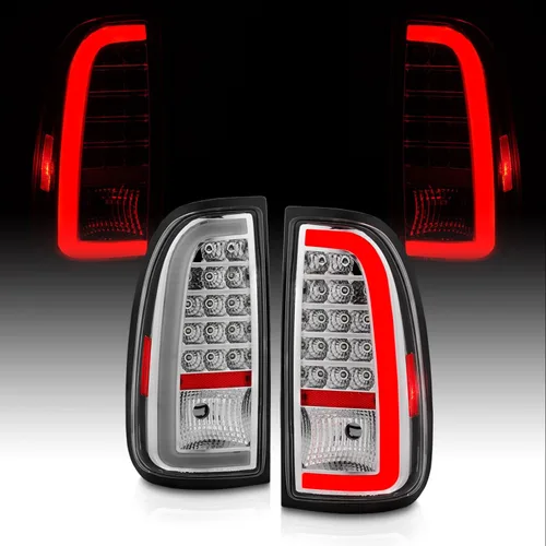 AmeriLite Para Toyota Tundra Standard 2000-2006 | Par de luces traseras de freno de repuesto cromadas de tubo LED tipo C de cabina de acceso, lado