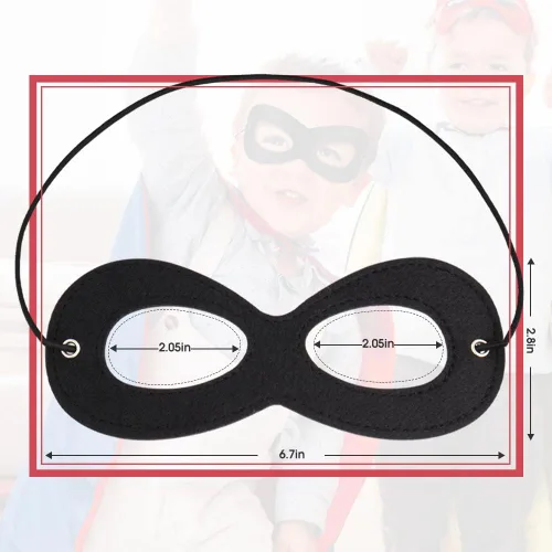 Miniatura 4 de Máscara de superhéroe AIMIKE, máscara de ojos de fieltro negro, disfraz de Halloween, máscara ajustable con cuerda elástica