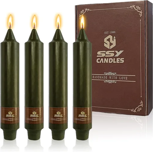 Miniatura 108 de Candelabros cortos de 5 pulgadas con velas cónicas verde oscuro, 4 piezas para cena, hogar, boda, fiesta, decoración