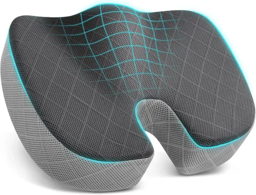 Miniatura 14 de TushGuard - Cojín para asiento de oficina/coche, almohadilla antideslizante para silla para aliviar el dolor de ciática, coxis y espalda, almohada
