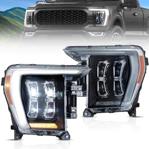 Miniatura 10 de VLAND Faros delanteros LED compatibles con Ford F-150 2021-2023 XL, XLT, Lariat, Tremor, King Ranch, Platinum, lámpara frontal limitada con lado