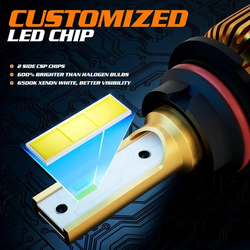 Miniatura 7 de M-AUTO Bombillas LED 9007 para faros delanteros, luz LED HB5 6000LM por juego 6500K blanco frío, instalación Plug and Play, paquete de 2