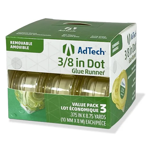 Miniatura 3 de AdTech Alfombra de pegamento con puntos adhesivos extraíbles, transparente, 0.375 pulgadas, 3 unidades (paquete de 12)