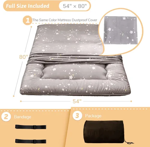 Miniatura 2 de MAXYOYO Colchón de Futón Japonés Constelación Gris, Tapete de Tatami Portátil Tapete de Camping Almohadilla para Dormir para Niños Plegable