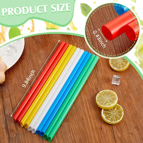 Miniatura 2 de Tessco for you 600 piezas de 25 cm de pajitas jumbo para batidos a granel de 10 mm de plástico desechable con burbujas de té de boca ancha envueltas