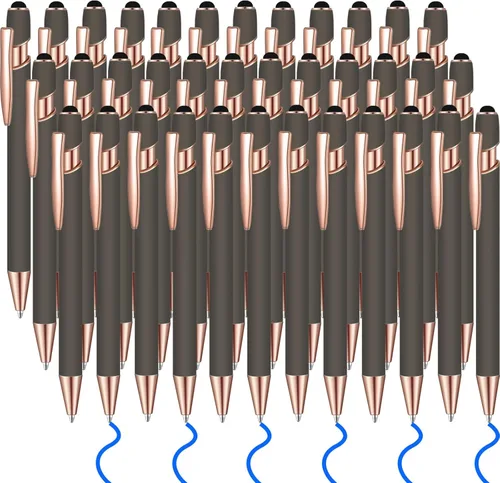 Miniatura 14 de 36 bolígrafos de tinta azul con lápiz capacitivo 2 en 1 para pantallas táctiles, colegio, oficina, compañeros de trabajo (negro)