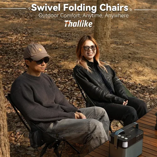 Miniatura 7 de Silla de camping giratoria de 360° mejorada para adultos, silla plegable portátil con soporte para tazas, mochila compacta ligera para exteriores