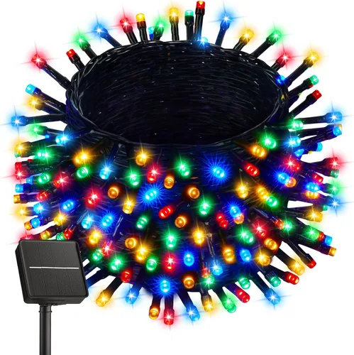 Miniatura 13 de Brightown Paquete de 2 luces solares de cadena para exterior, cada una de 46 pies, 120 luces LED, luces solares de cadena para exterior con 8 modos