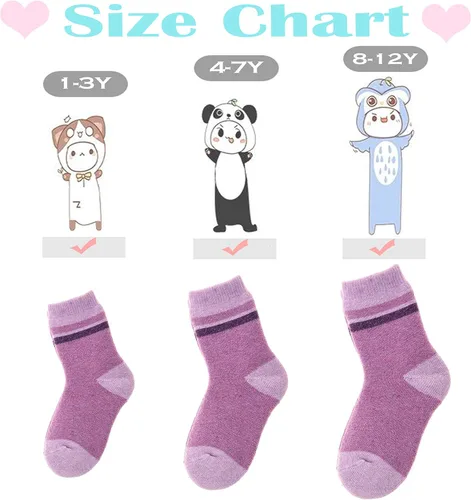 Miniatura 42 de ANTSANG Calcetines de Lana, Calcetines Térmicos Cálidos y Gruesos Tipo Crew Boot para Niños Pequeños, Niños y Niñas, 6 Pares