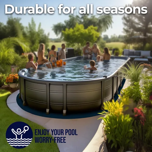Miniatura 7 de Shop Square Almohadilla ovalada de revestimiento de piscina de 10 pies por 15 pies para piscinas sobre el suelo, acolchado debajo de la piscina