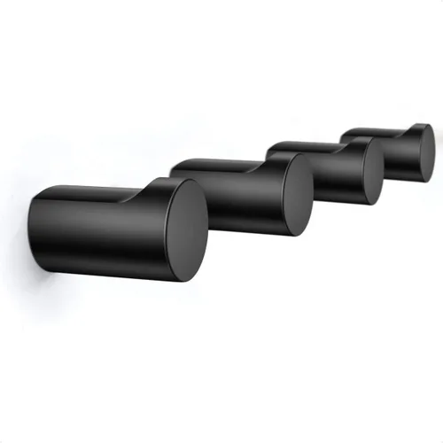 COCOYA Paquete de 4 ganchos de pared de metal, ganchos minimalistas para abrigos, color negro mate, simple, moderno, fácil de instalar, montaje en