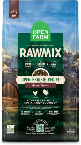 Miniatura 10 de Open Farm, RawMix Alimento seco para gatos, croquetas repletas de proteínas recubiertas en caldo de huesos con trozos crudos liofilizados, formulada