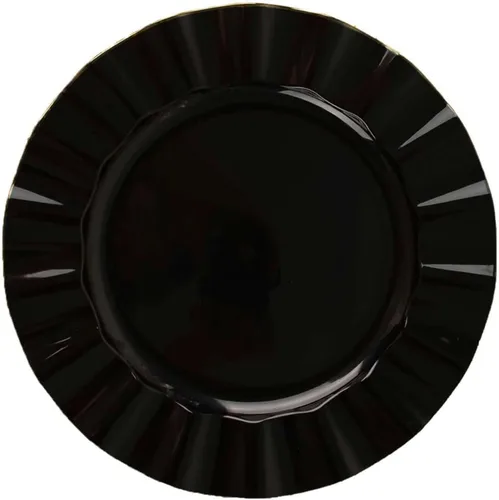 Miniatura 7 de Efavormart - Platos de cena de 11 pulgadas – Juego de 10 platos desechables redondos de plástico negro con borde dorado rizado – Vajilla elegante