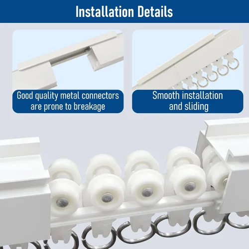 Miniatura 5 de Riel de cortina para montaje en techo, riel de cortina de techo resistente o pared de 6 pies, riel divisor de habitación blanco con clips, adecuado