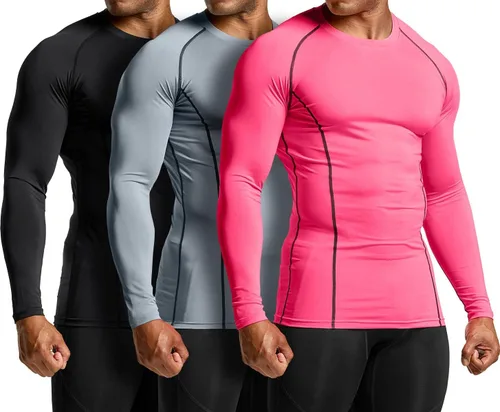 Miniatura 2 de ATHLIO - Paquete de 1 o 3camisetas de compresión de manga larga con FPU 50+ para hombre, camiseta de protección para deportes acuáticos