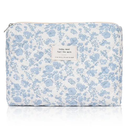 Miniatura 12 de Bolsa de maquillaje, bolsas de cosméticos acolchadas, bolsas de maquillaje florales grandes para mujeres, organizador de maquillaje, bolsa de aseo
