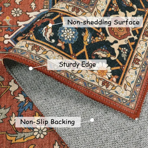 Miniatura 2 de Moynesa Alfombra de pasillo ultra fina lavable, antideslizante de 2 pies 6 x 8 pulgadas, resistente a las manchas, alfombra de dormitorio de pelo