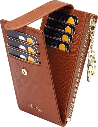 Miniatura 31 de Badiya Tarjetero para mujeres con RFID, carteras delgadas, plegables, tarjetero multifuncional, monedero