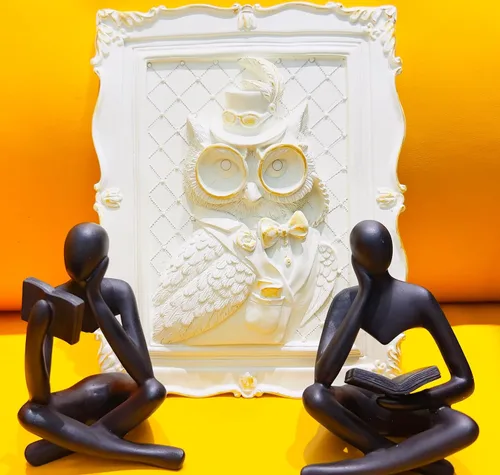 Miniatura 4 de Estatua negra de 2 piezas para decoración del hogar, estatua de pensador de lectura negra, figuras modernas, escultura estética abstracta, juego