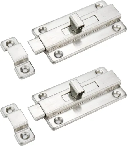 Miniatura 5 de Cerradura de pestillo deslizante 2-1/2" Perno de barril de acero inoxidable - 2 piezas