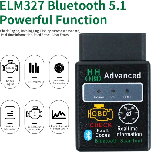 Miniatura 2 de OBD2 Bluetooth Lector de Códigos de Diagnóstico Inalámbrico OBD II Herramienta de Escaneo Restablecer y Borrar Verificar Luz del Motor del Coche