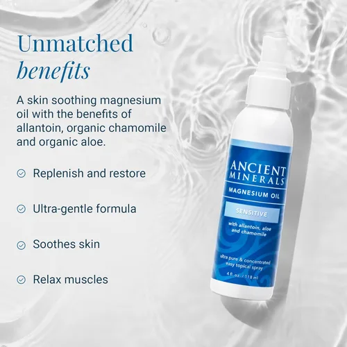 Miniatura 3 de Ancient Minerals Aceite de magnesio en aerosol sensible totalmente nueva fórmula sensible con alantoína, manzanilla orgánica y aloe vera orgánico