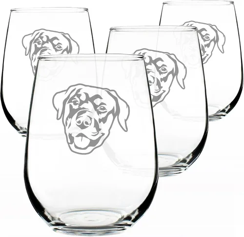 Miniatura 7 de Happy Rottweiler - Copa de vino sin tallo, bonitos regalos para perros con temática de Rottweiler y decoración de fiesta para mujeres y hombres