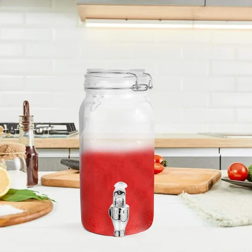 Miniatura 3 de Luxshiny Dispensador de bebidas con espita frigorífica botella de refrigerador dispensador de bebidas de vidrio con grifo dispensador de bebidas