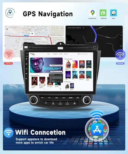 Miniatura 5 de Para Honda Accord 7ª 2003 2004 2005 2006 2007 Estéreo de coche Android con Carplay inalámbrico/Android Auto Pantalla táctil de 10.1" Autoradio