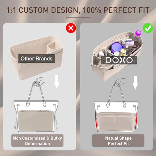 Miniatura 5 de Doxo Organizador de bolso para bolsos y moldeador de base, juego de 2 piezas, organizador de fieltro, organizador de bolsas con cremallera, 7