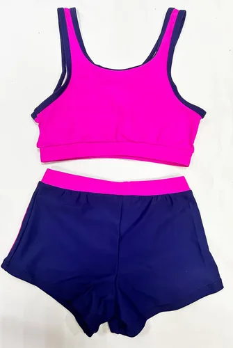 Miniatura 2 de TAIKMD Conjunto deportivo deportivo de 2 piezas para niñas y niñas, conjunto deportivo activo con pantalones cortos deportivos para traje de baño