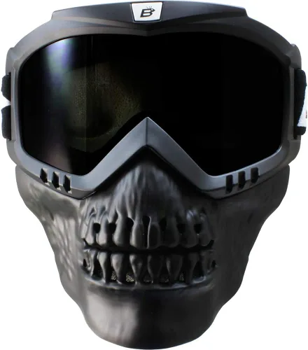 Miniatura 10 de Birdz Skullbird - Gafas protectoras acolchadas para motocicleta ATV, color negro, con cubrebocas