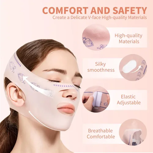 Miniatura 3 de Correa de barbilla para dormir, reutilizable reductor de barbilla doble eliminador para mujeres, máscara de elevación de línea en V, correa facial