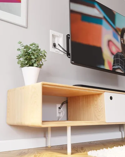 Miniatura 9 de ECHOGEAR Ocultador de cable de TV para TV montado en la pared – Kit de gestión de cables en pared con doble toma para cables de alimentación y bajo